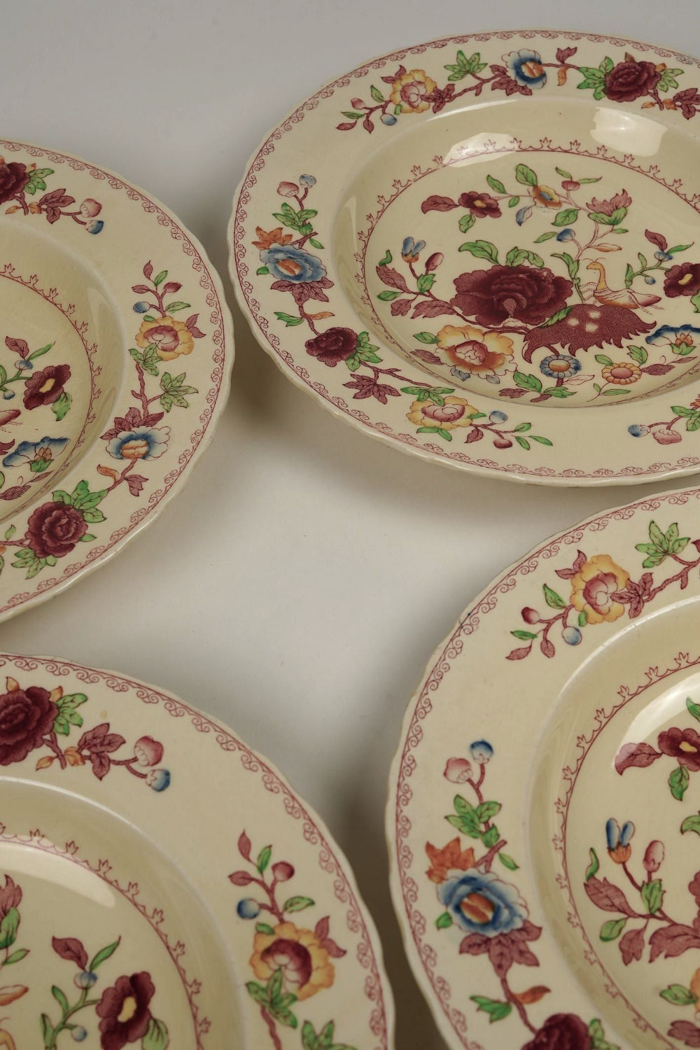 Preloved Set of 6 | Mason's Ironstone, Red 'Regency' Large Stew Bowls