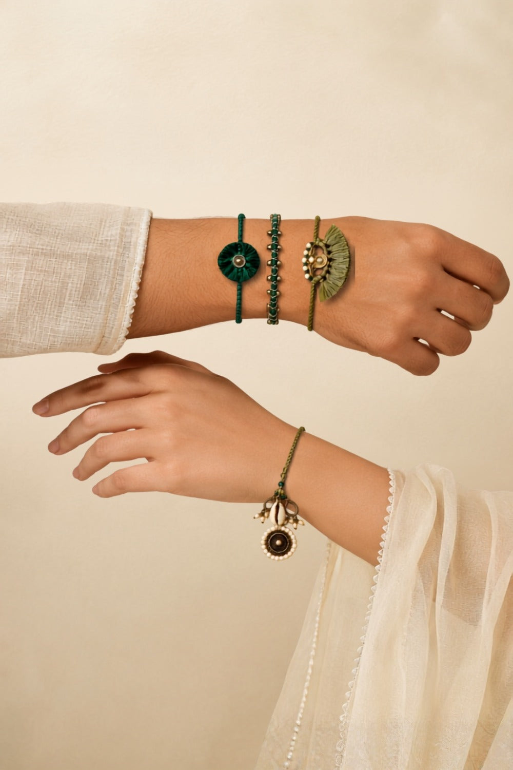 Green Rakhi & Lumba Set (4 Pieces)