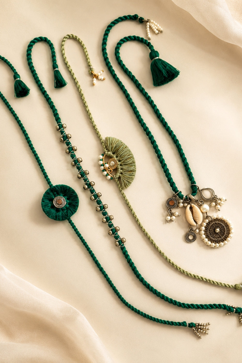 Green Rakhi & Lumba Set (4 Pieces)