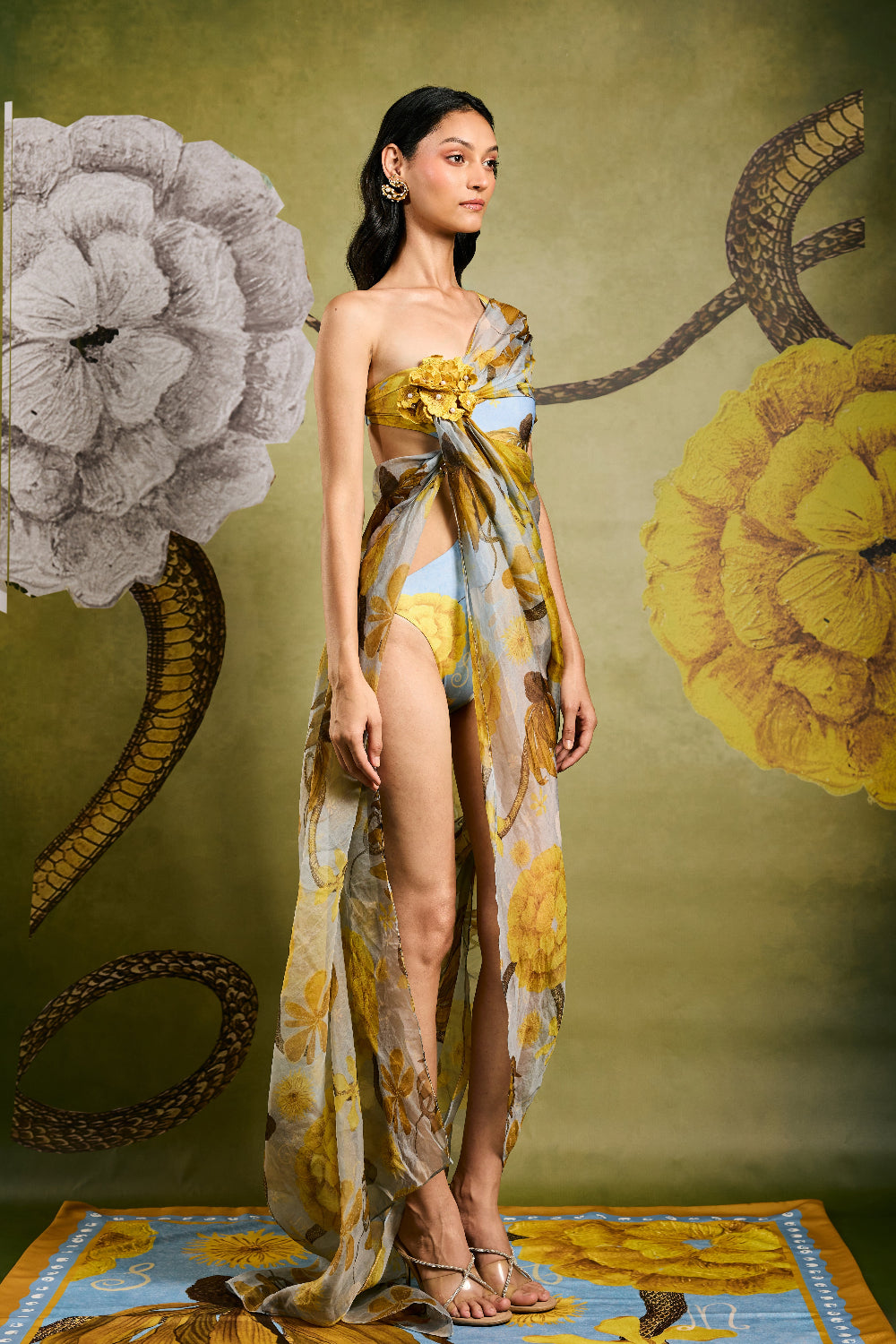 Primordi Maillot with Draped Trail