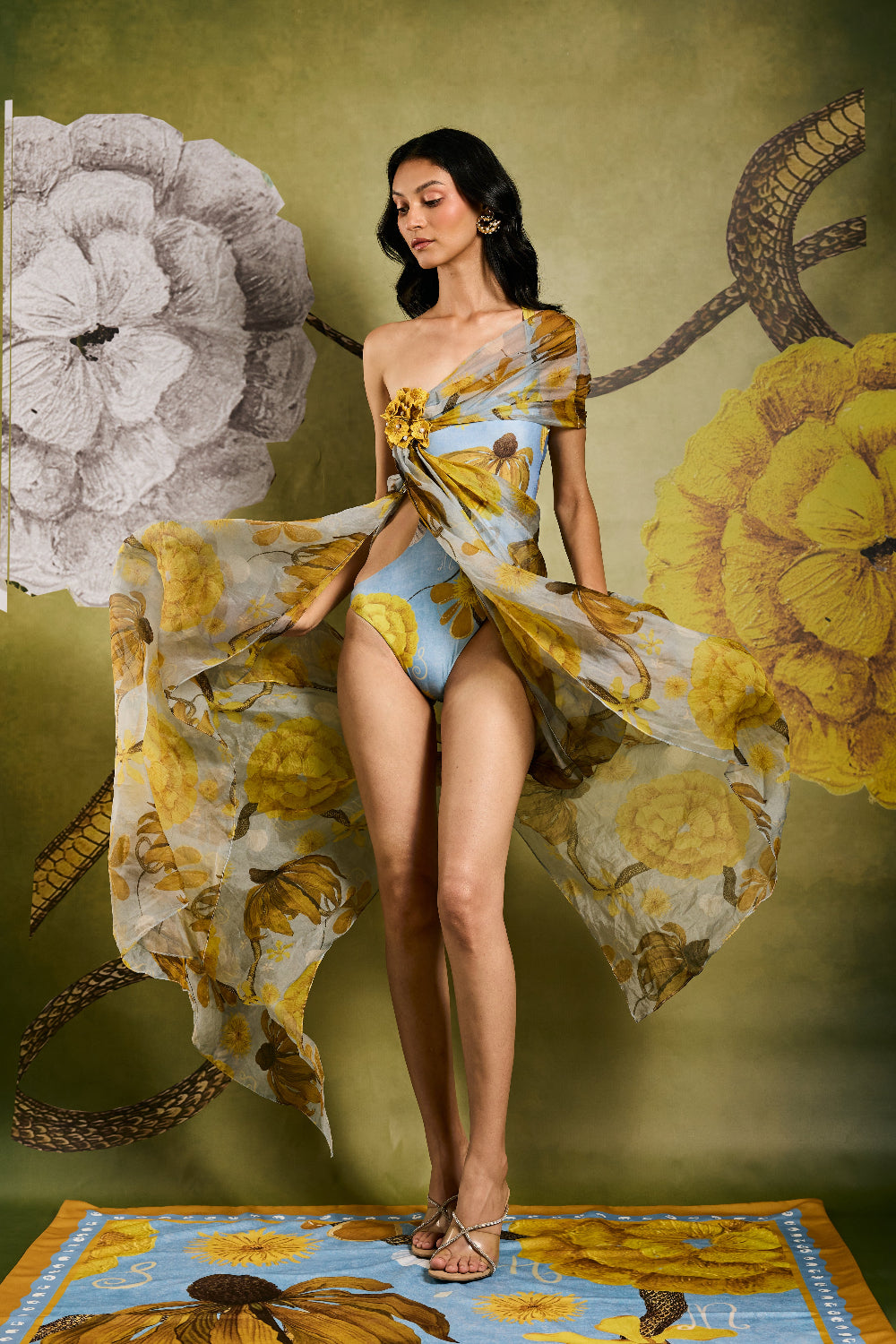 Primordi Maillot with Draped Trail