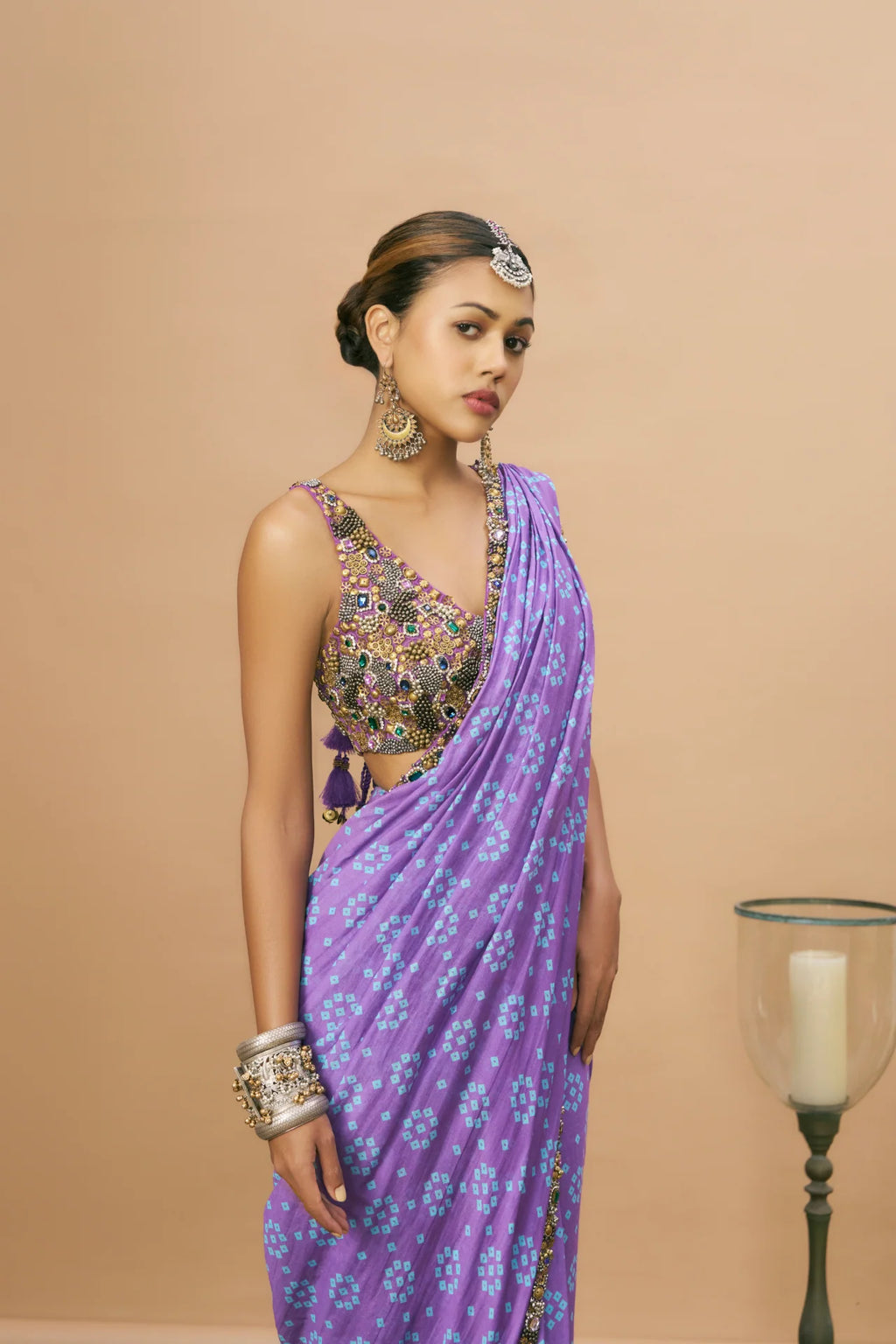 Oasis Purple Blouse & Saree Set