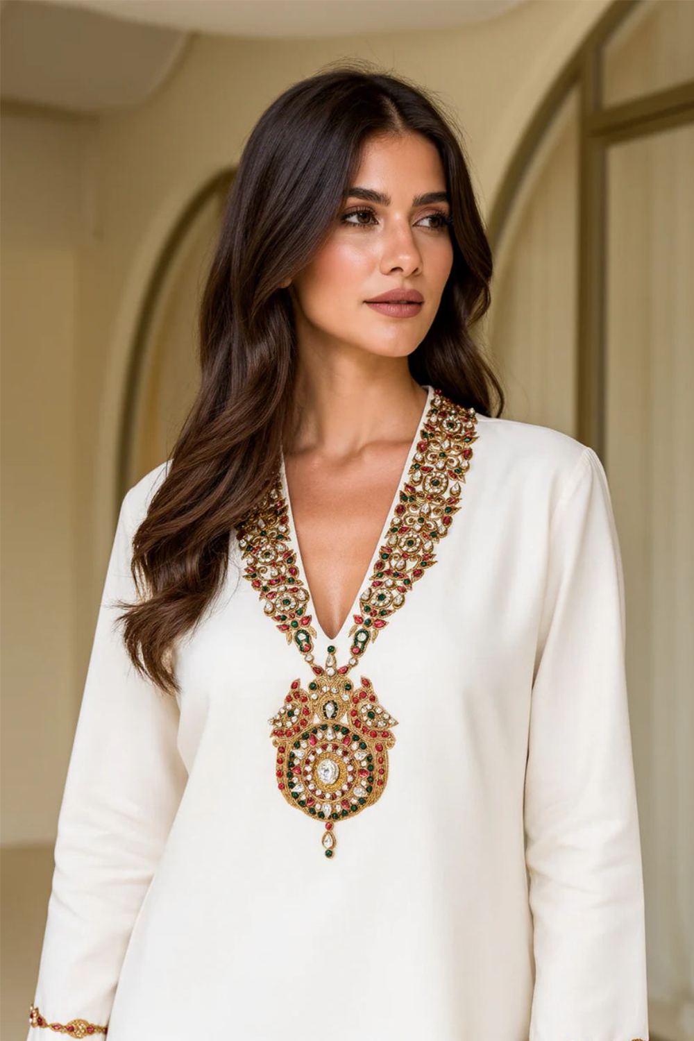 Royal Durbar Tunic White