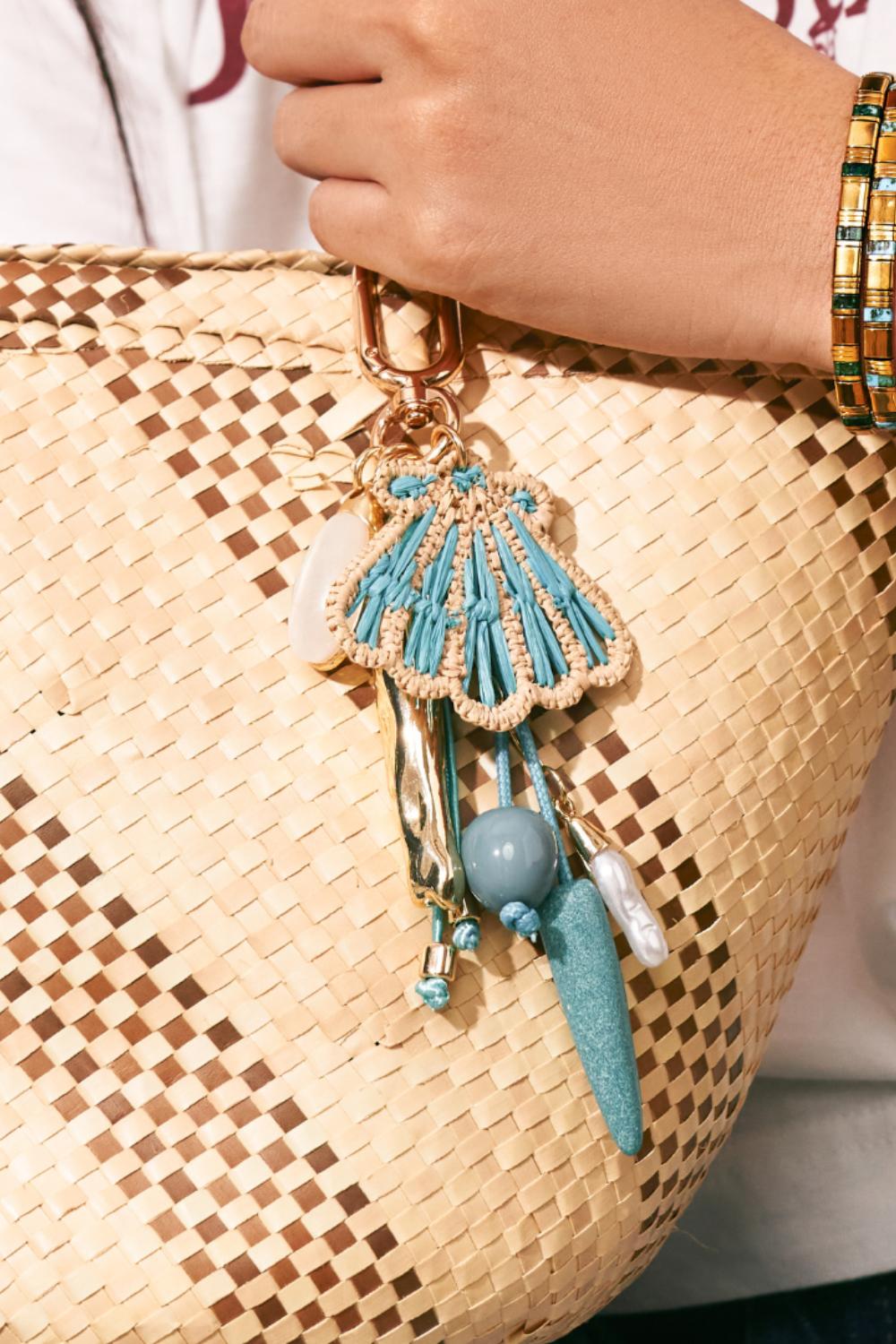 Coastal Shell Bag Charm with Bead Details