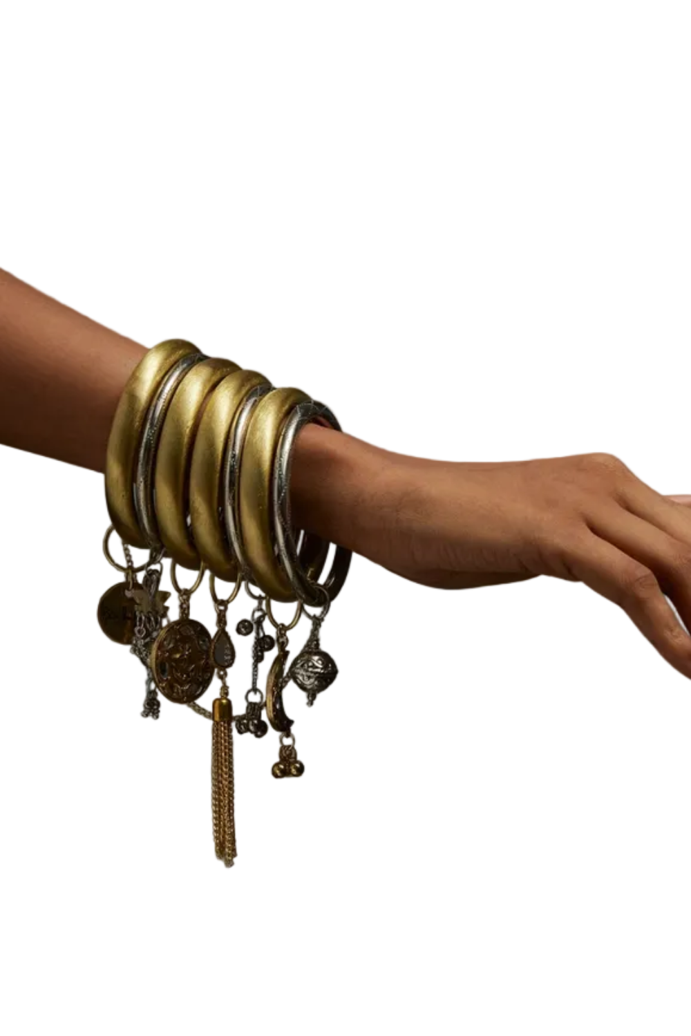 Grinder & Burfi Mix Stick Set Of 7 Bangles with Mirror Hangings