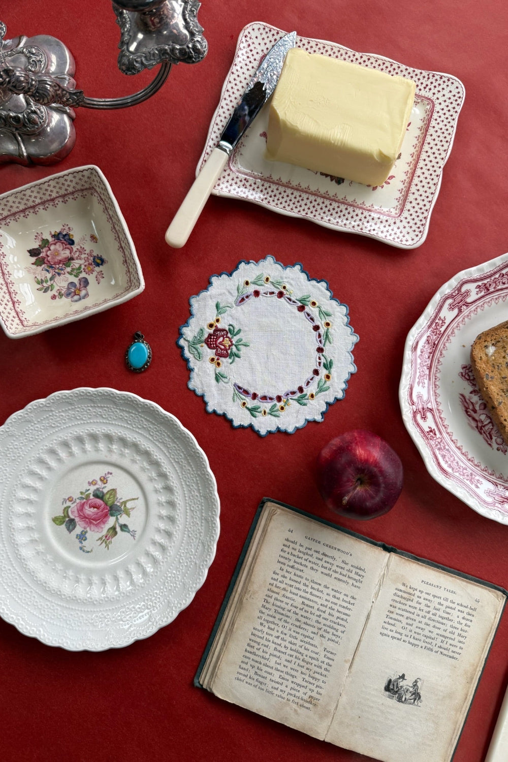 Spode Copeland English Pink Rose Embossed Plates | Set of 8