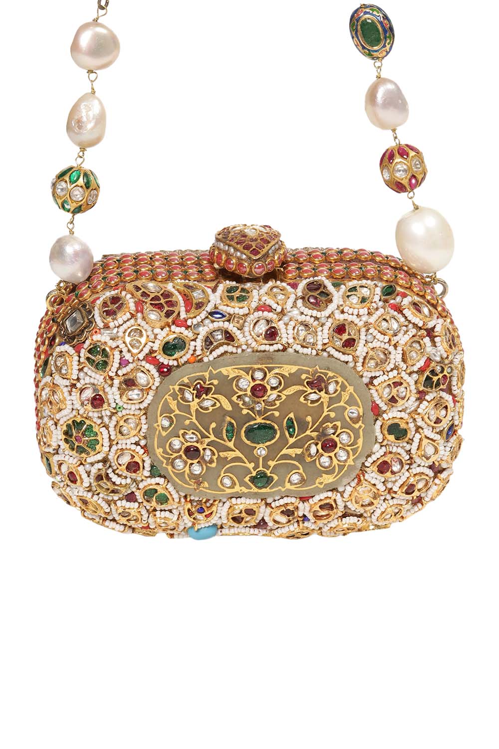 Tania Red & Green Kundan Hand Bag