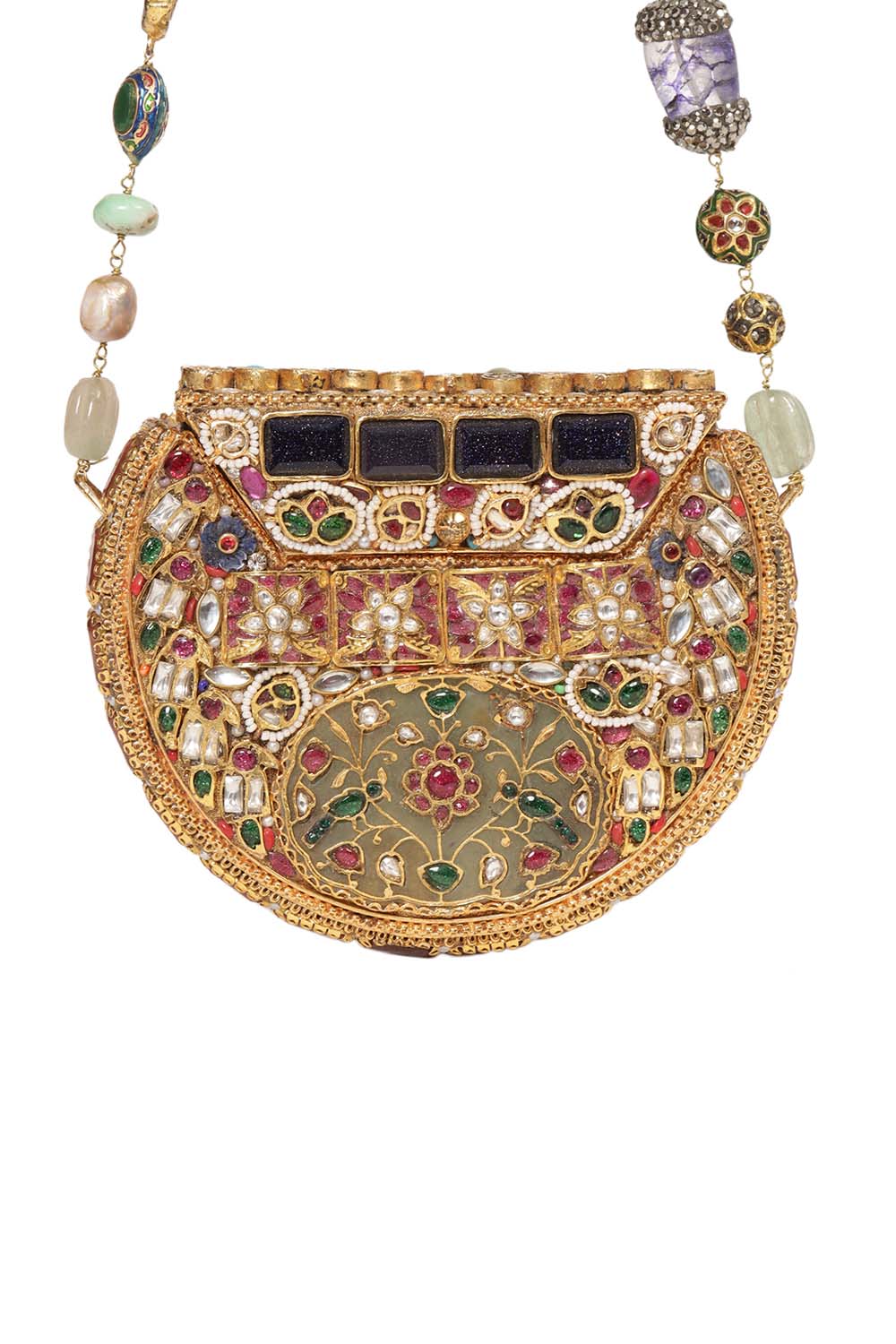 Mira Red & Green Kundan Hand Bag