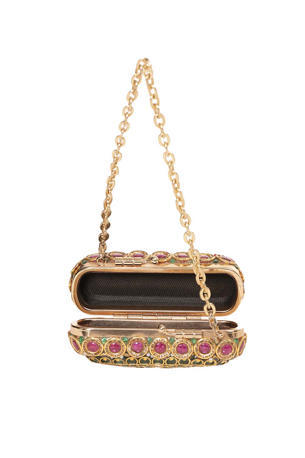 Rani Red & Green Kundan Hand Bag