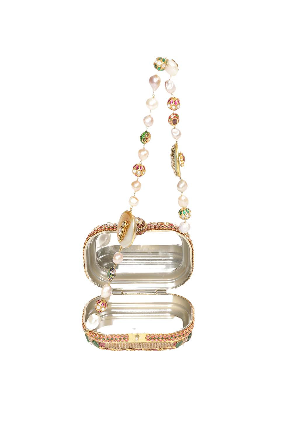 Tania Red & Green Kundan Hand Bag