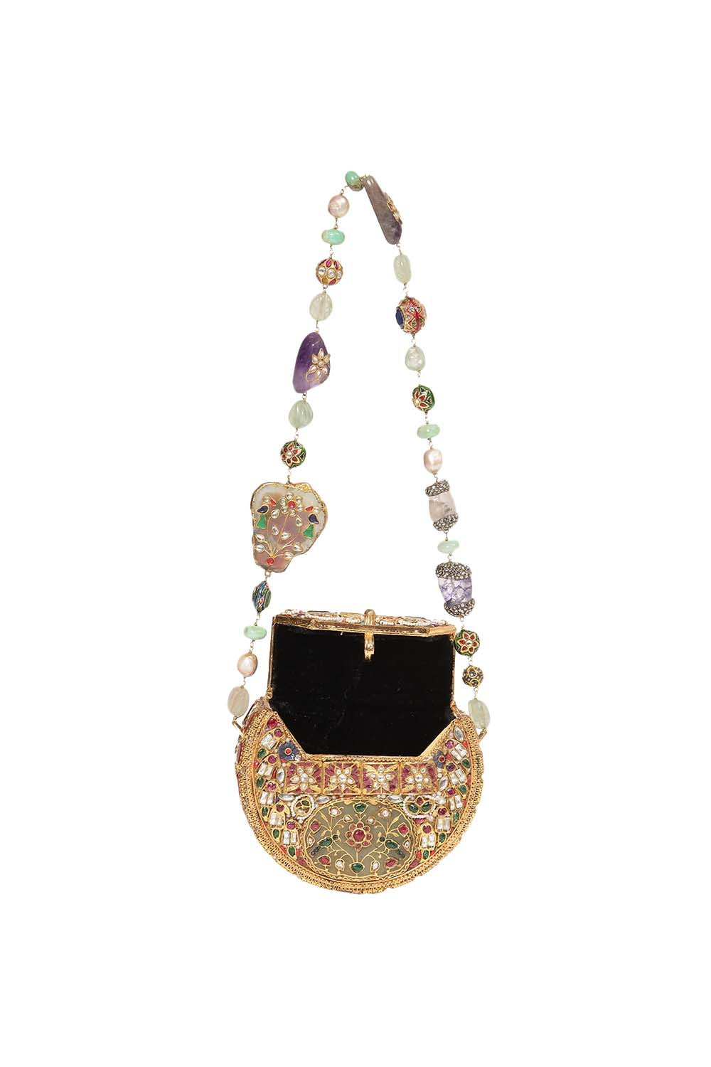 Mira Red & Green Kundan Hand Bag
