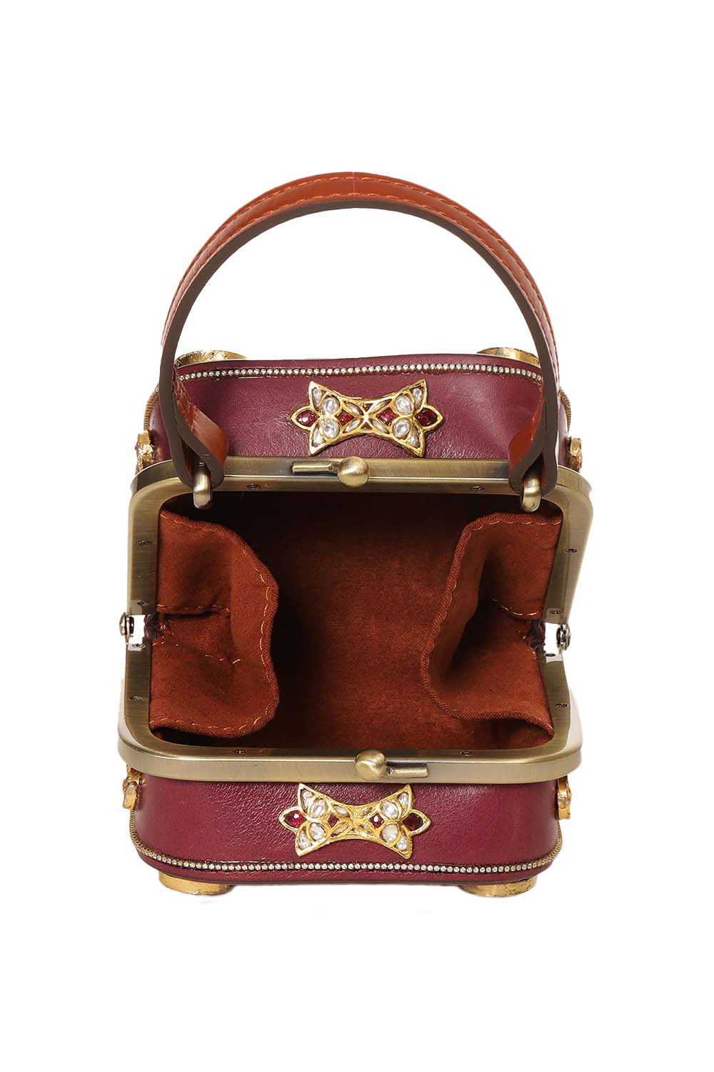 Chahak Red & Green Kundan Hand Bag