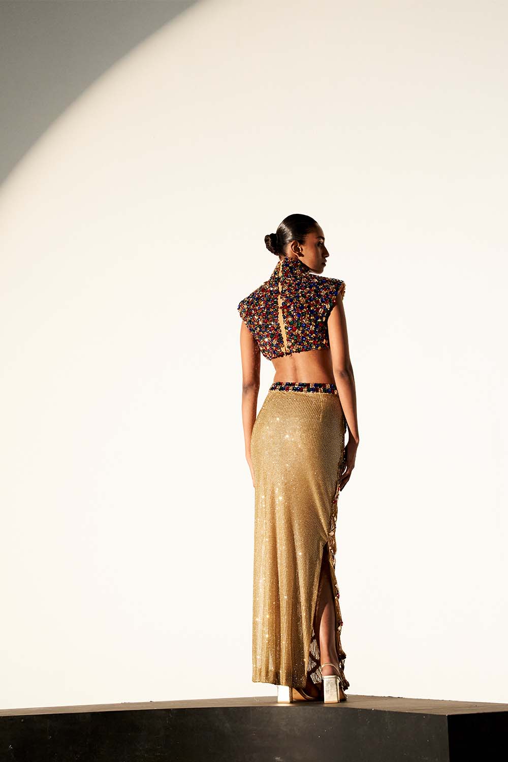 Sphinx Chic Embelished Crystal Skirt Top Set