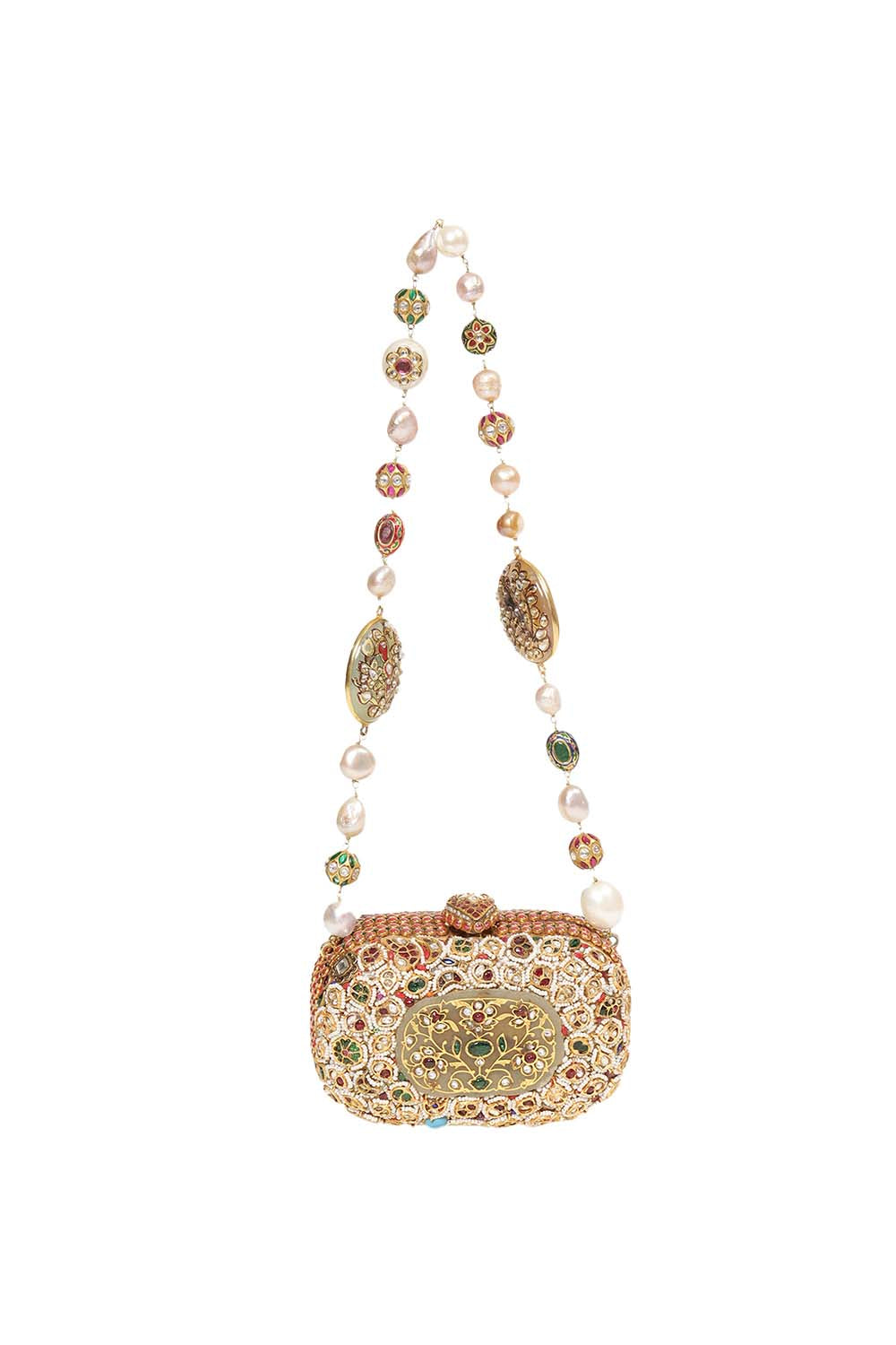 Tania Red & Green Kundan Hand Bag