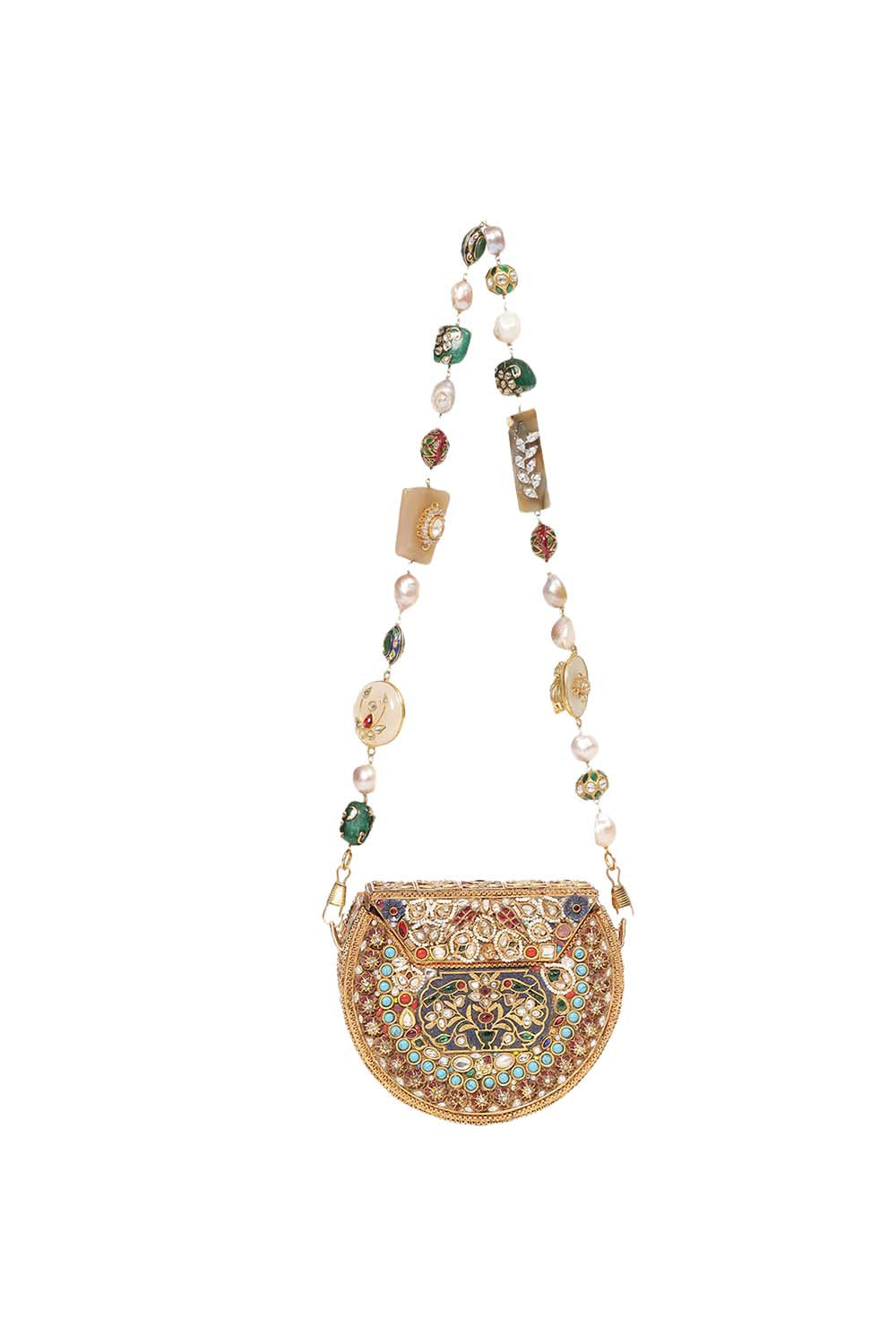 Nitara Red & Green Kundan Hand Bag