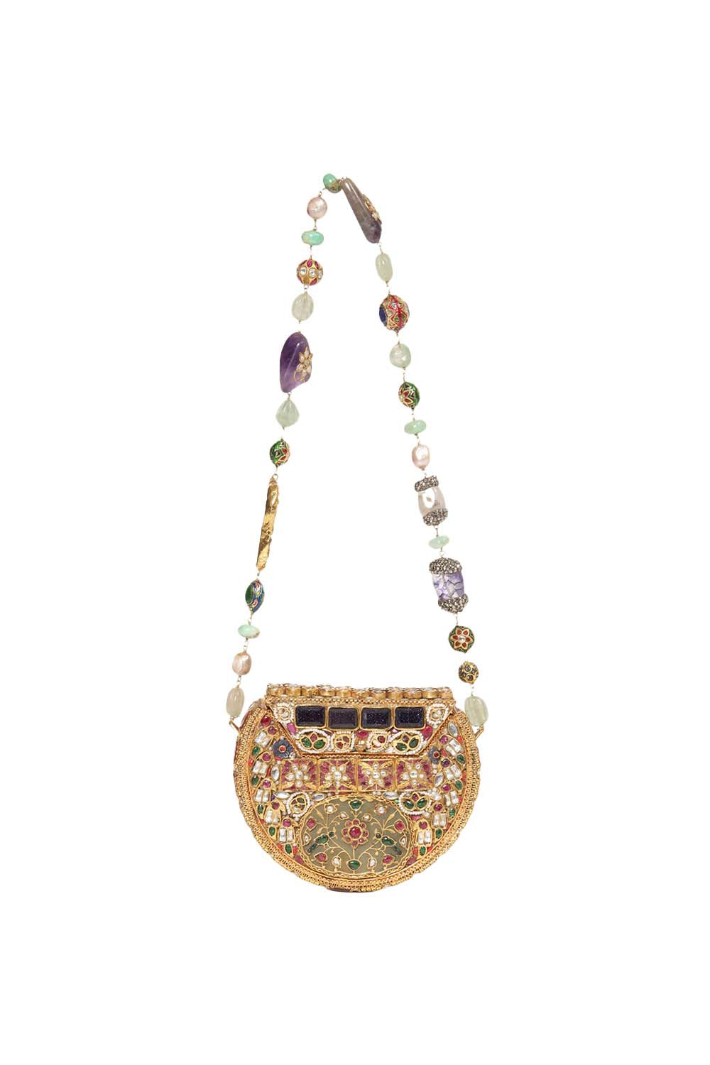 Mira Red & Green Kundan Hand Bag