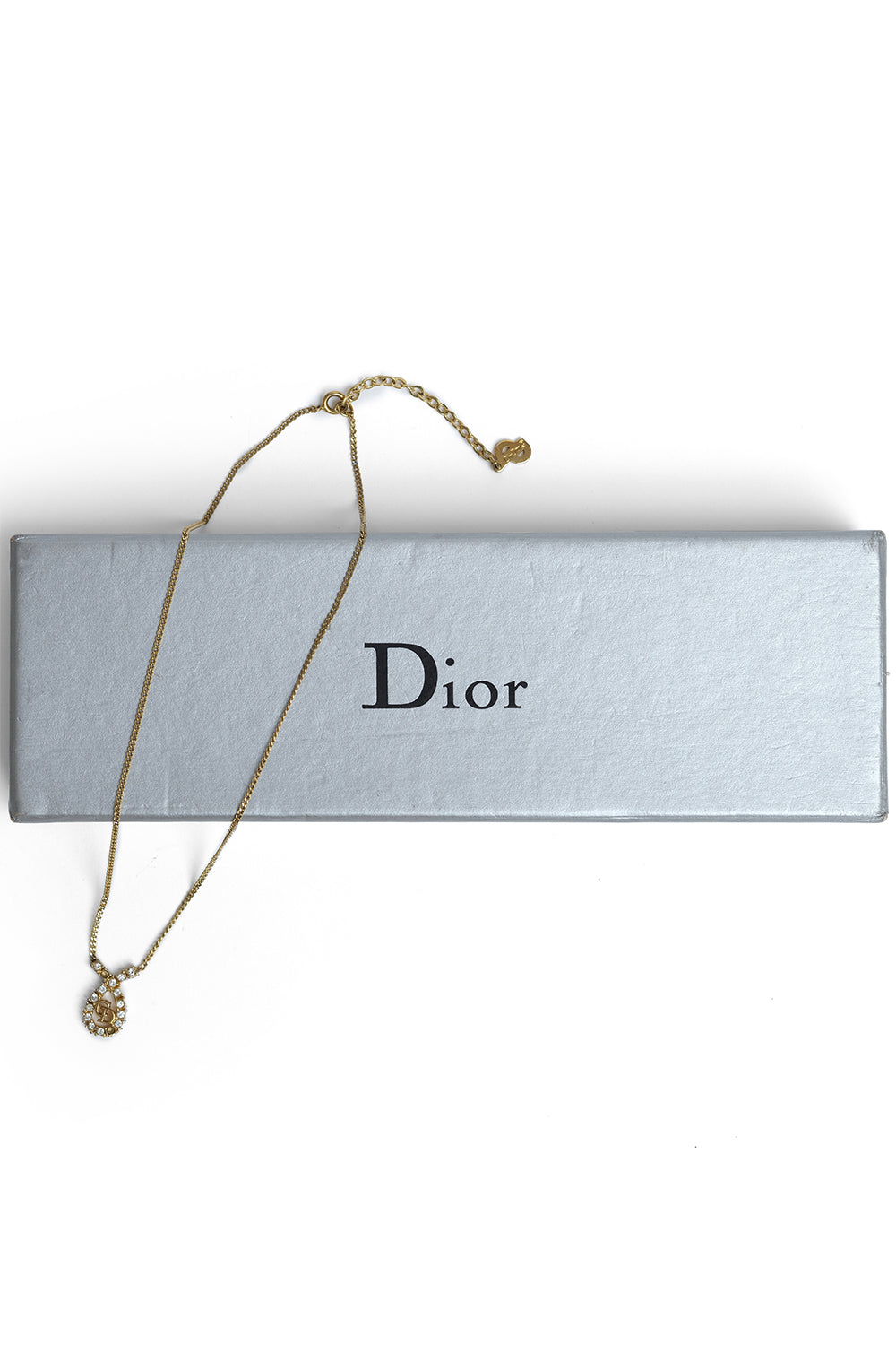 Vintage Christian Dior Crystal CD Pendant Necklace