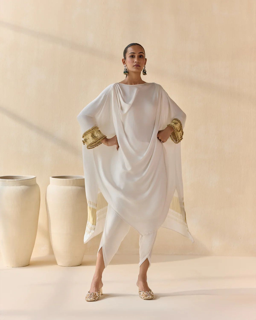 Noor Shwet Draped Set