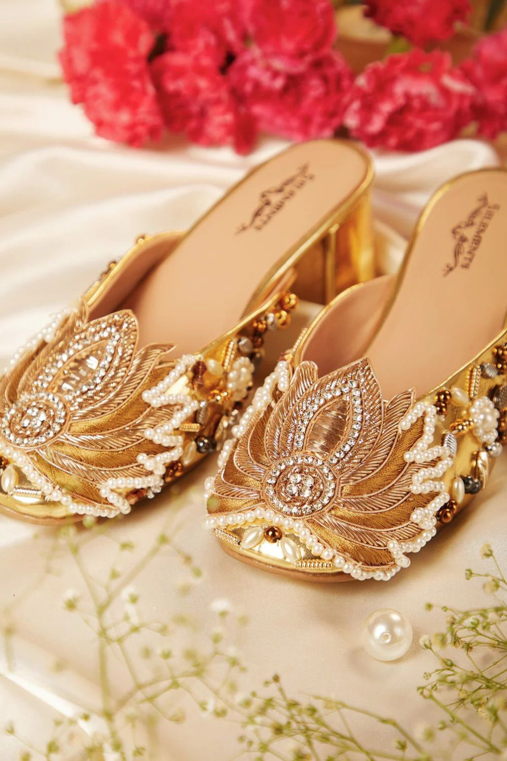 Gold Lotus Mule Heel