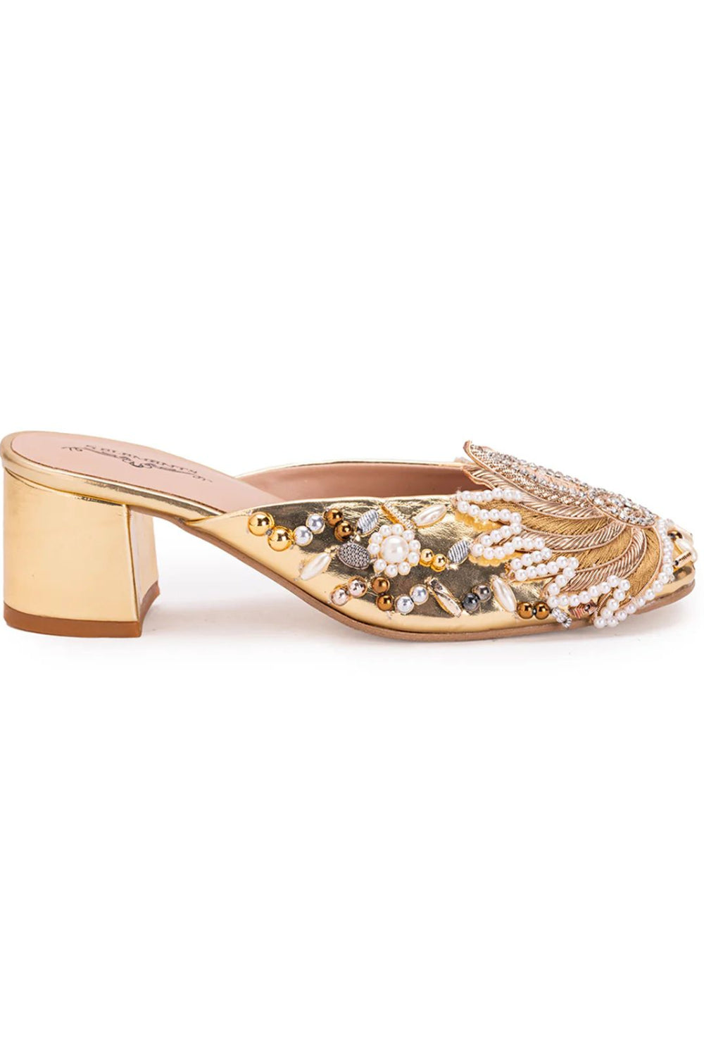 Gold Lotus Mule Heel