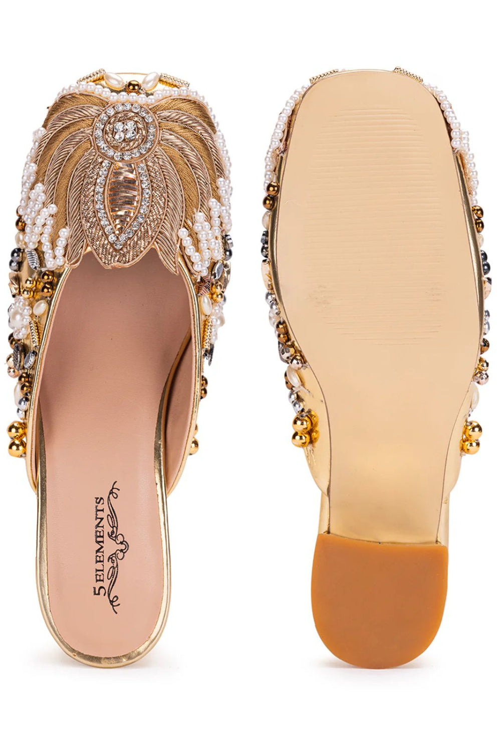 Gold Lotus Mule Heel