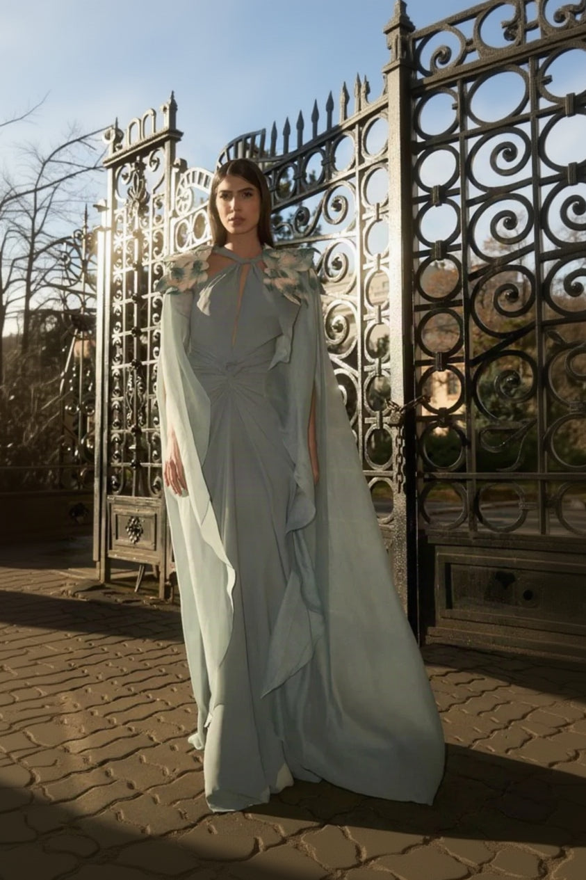 Draped Gown with a Cape