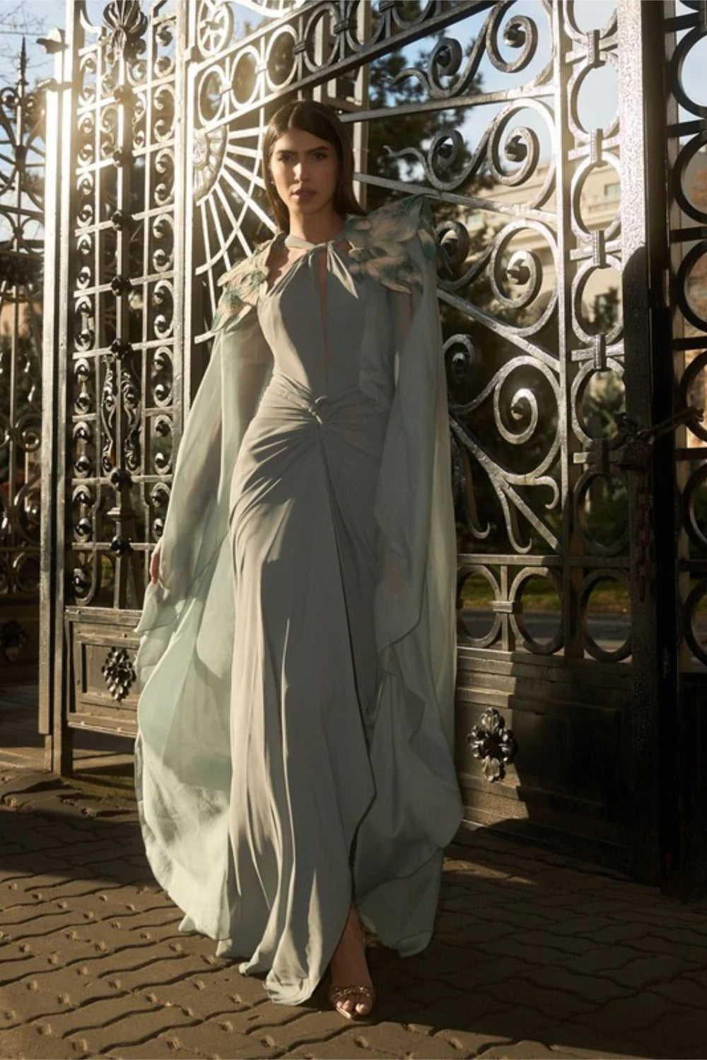 Draped Gown with a Cape