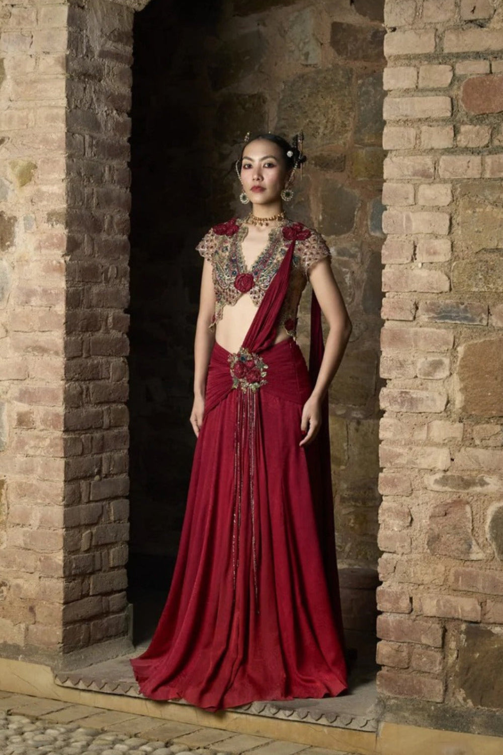 Applique Saree Set