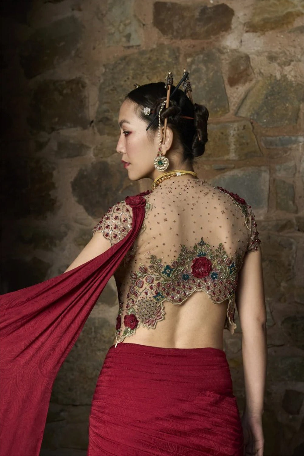 Applique Saree Set