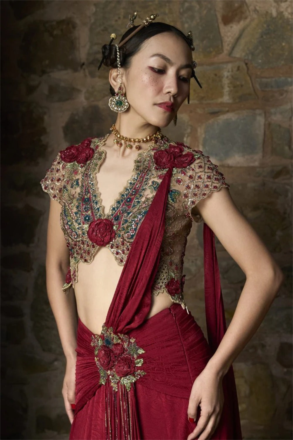 Applique Saree Set
