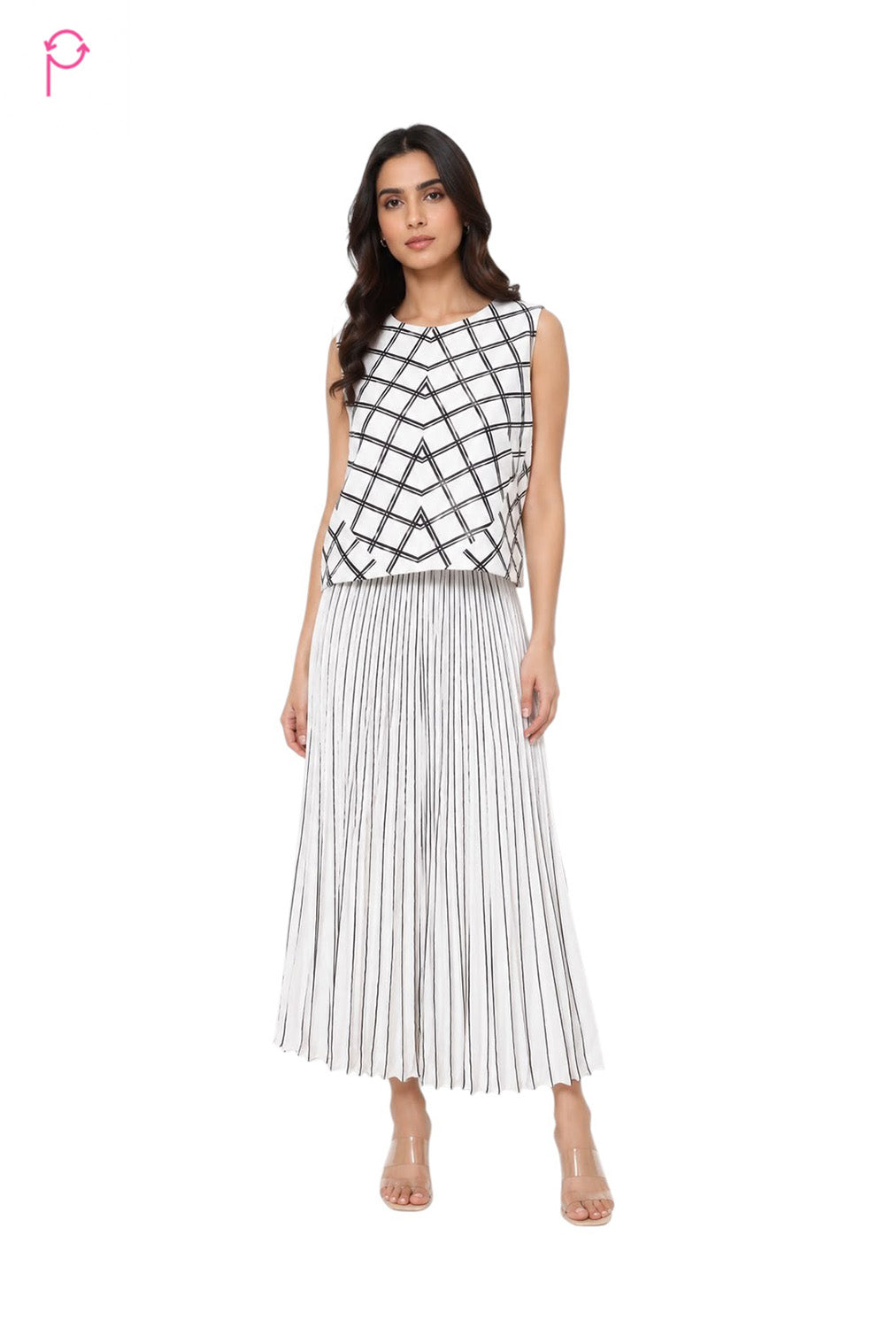 Preloved White & Black Skirt