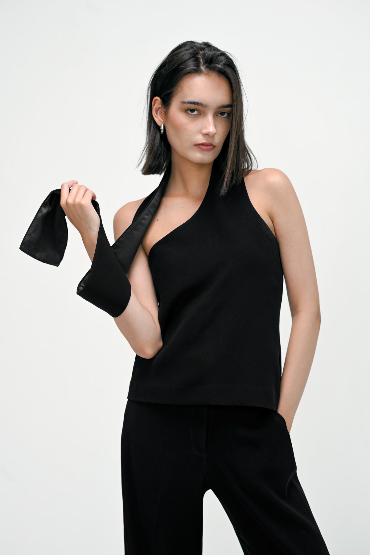 Noir Halter Scarf Top