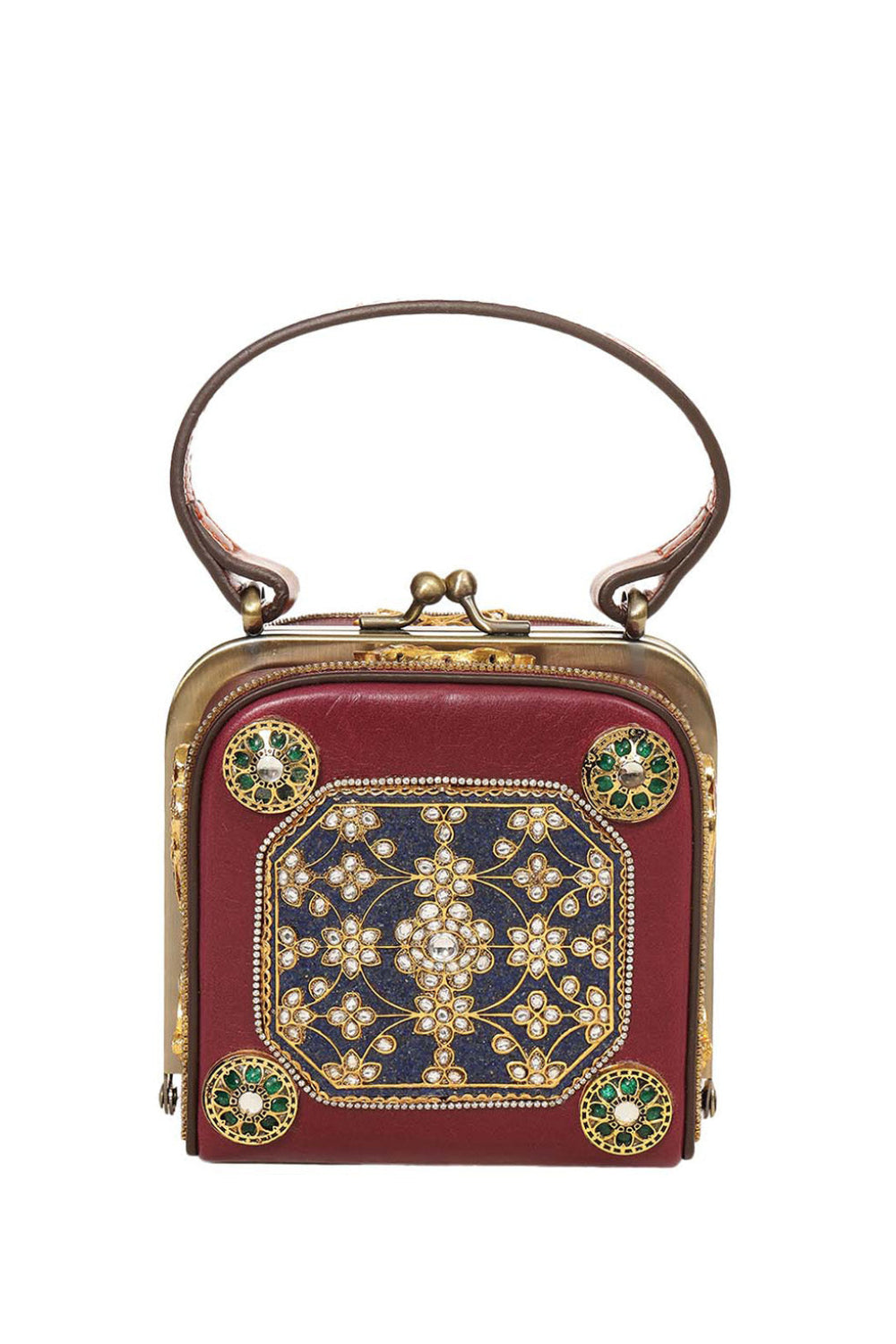 Chahak Red & Green Kundan Hand Bag
