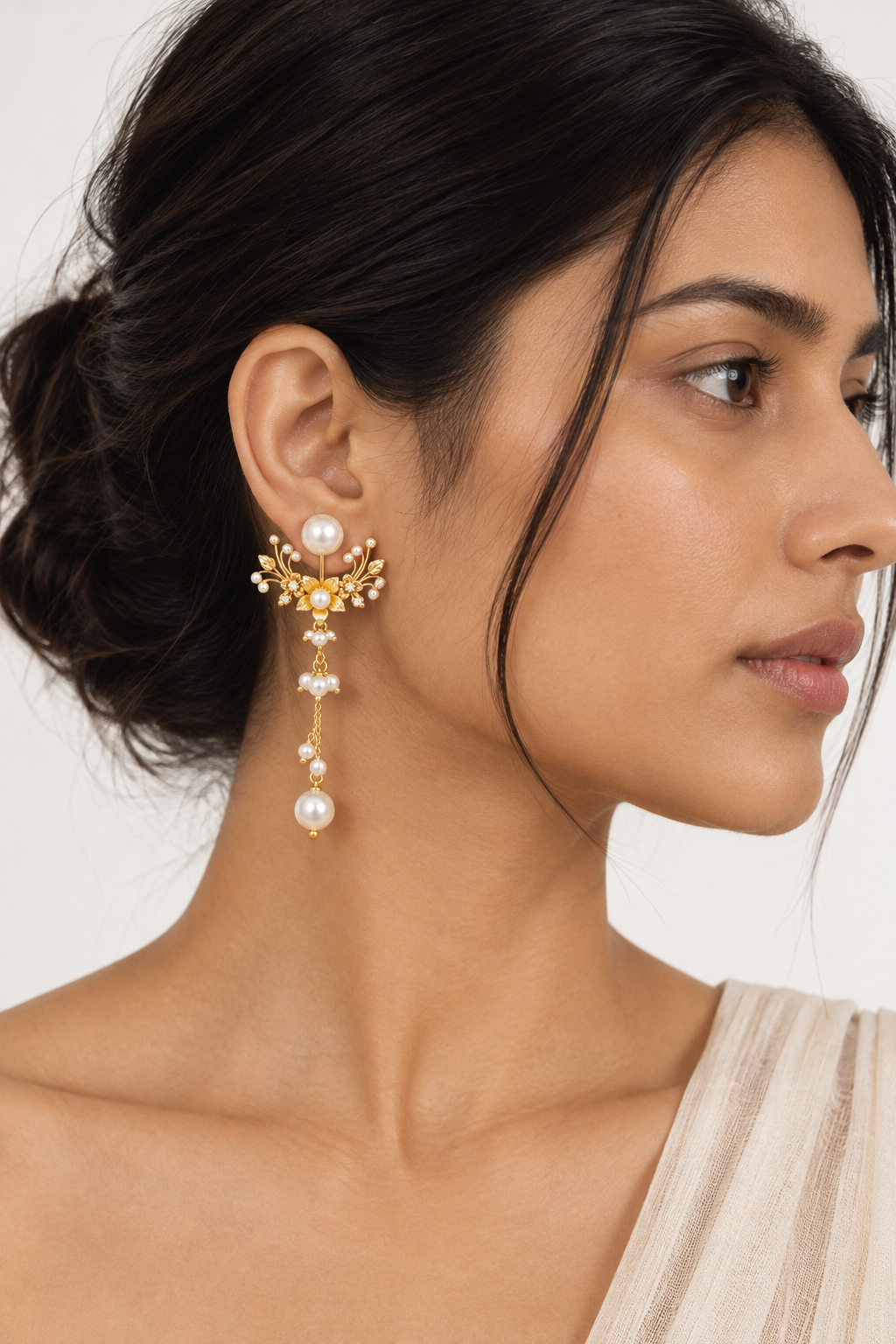 Pearl Blossom Cascade Ear Jacket