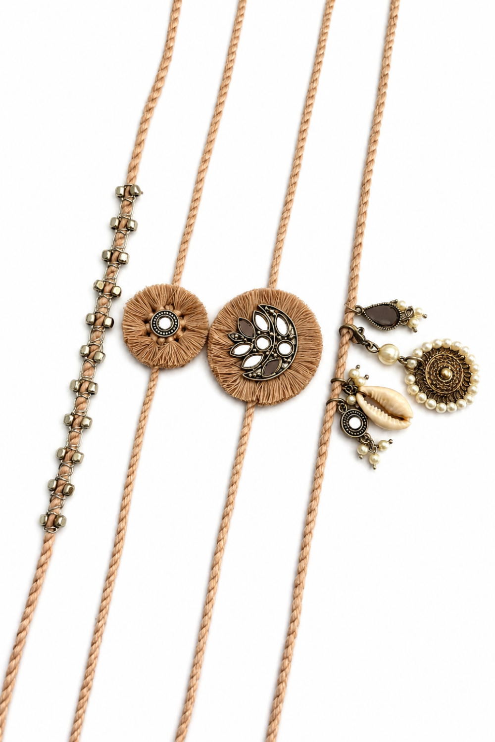 Peach Rakhi & Lumba Set (4 pieces)