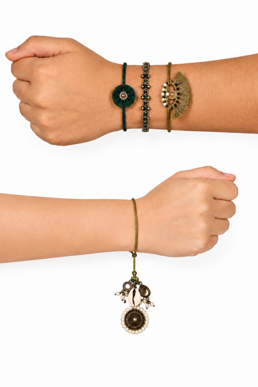 Green Rakhi & Lumba Set (4 Pieces)