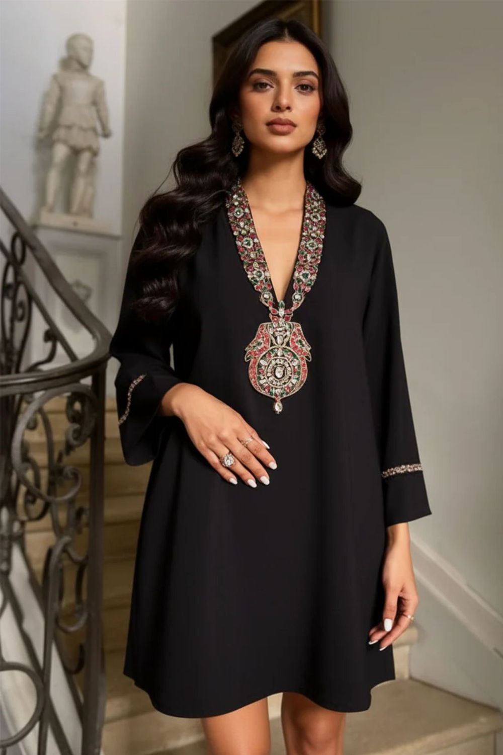 Royal Durbar Tunic Black