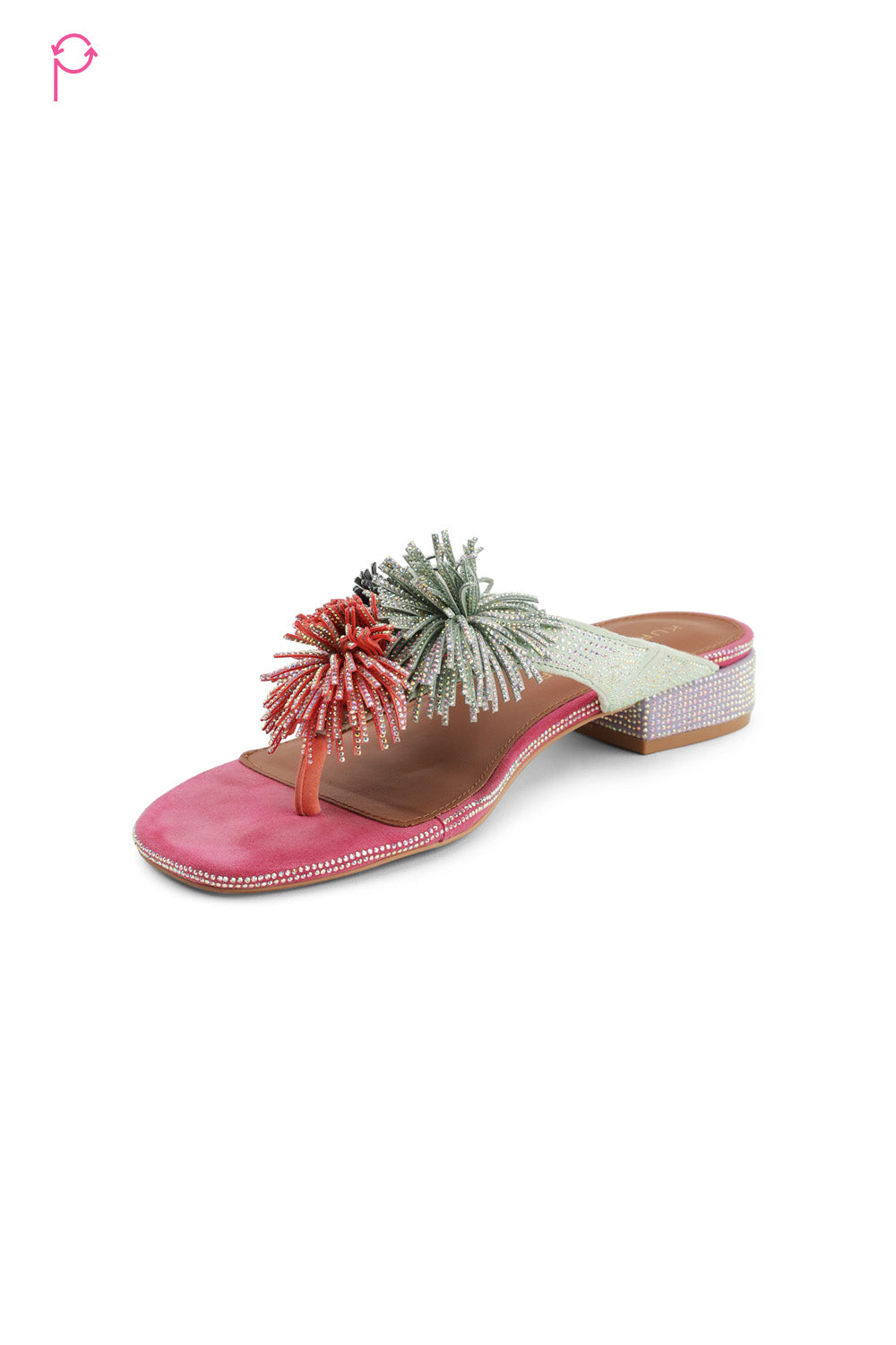Preloved Pom Pom T-Bar Flat Sandal