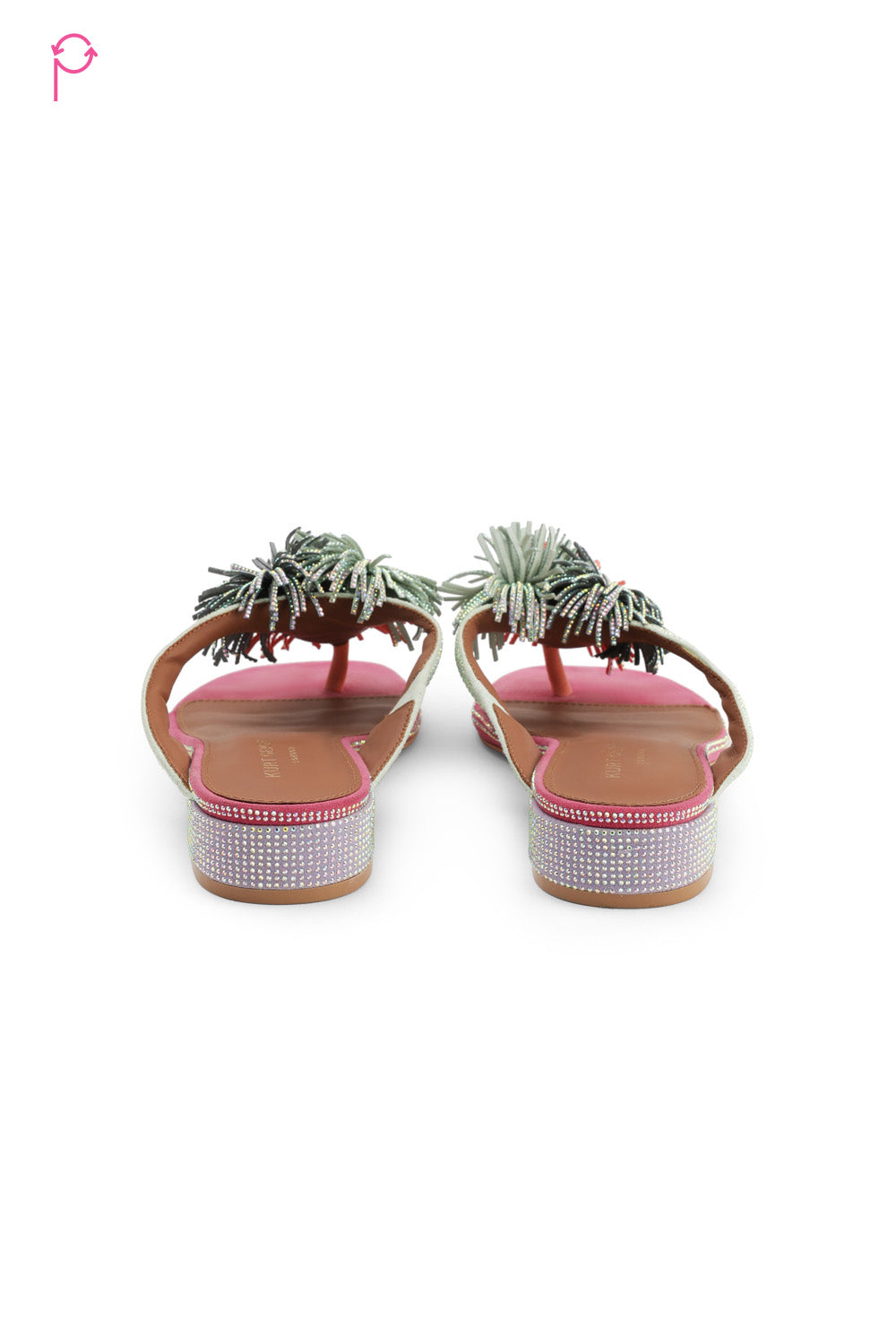 Preloved Pom Pom T-Bar Flat Sandal