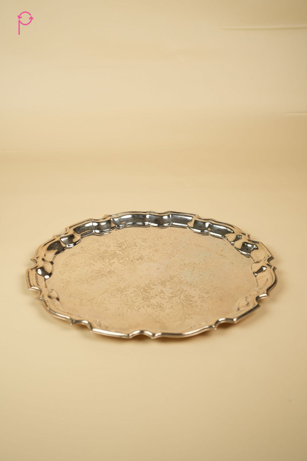 Preloved Vintage Ornate Silver-Plated Engraved Serving Tray