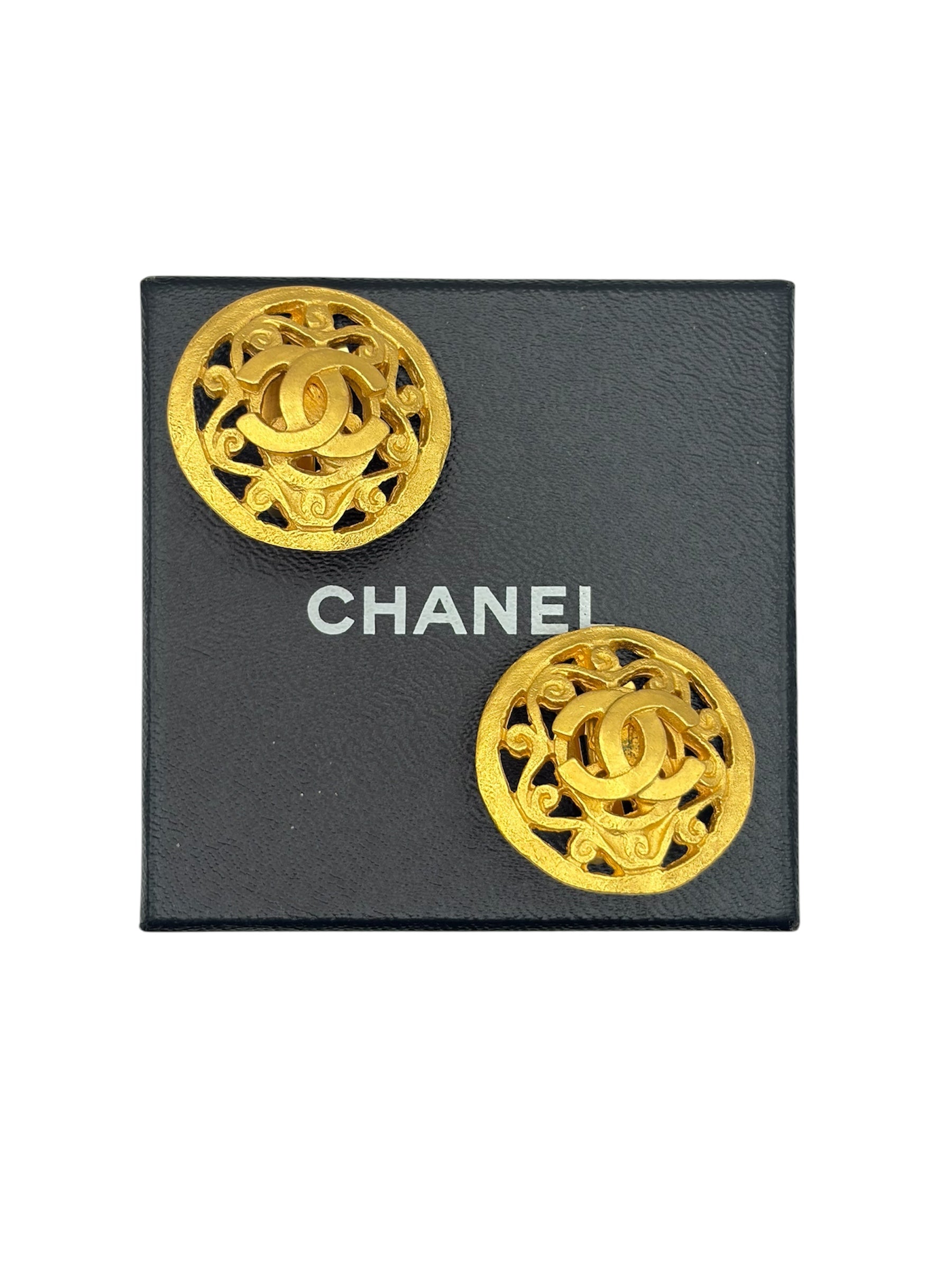 Vintage Chanel Logo  Earrings