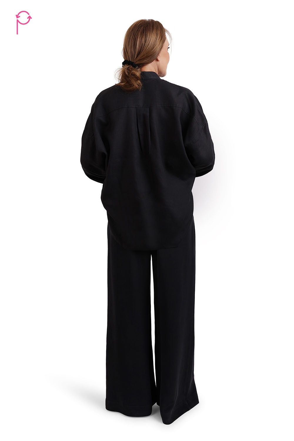 Black Linen Shirt with Crepe Pants