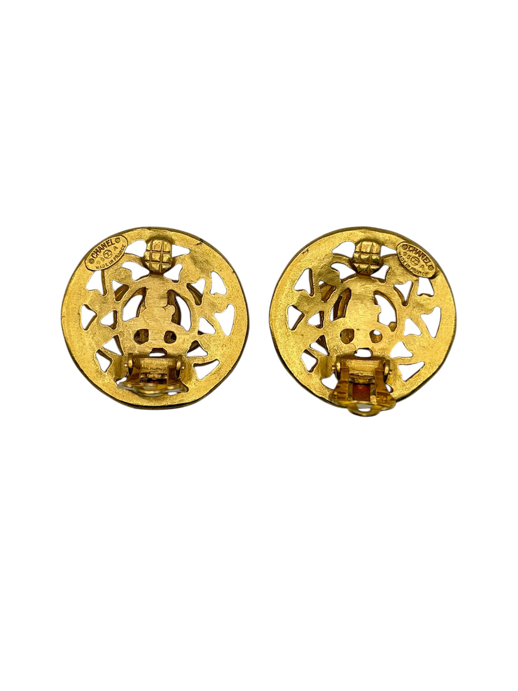 Vintage Chanel Logo  Earrings