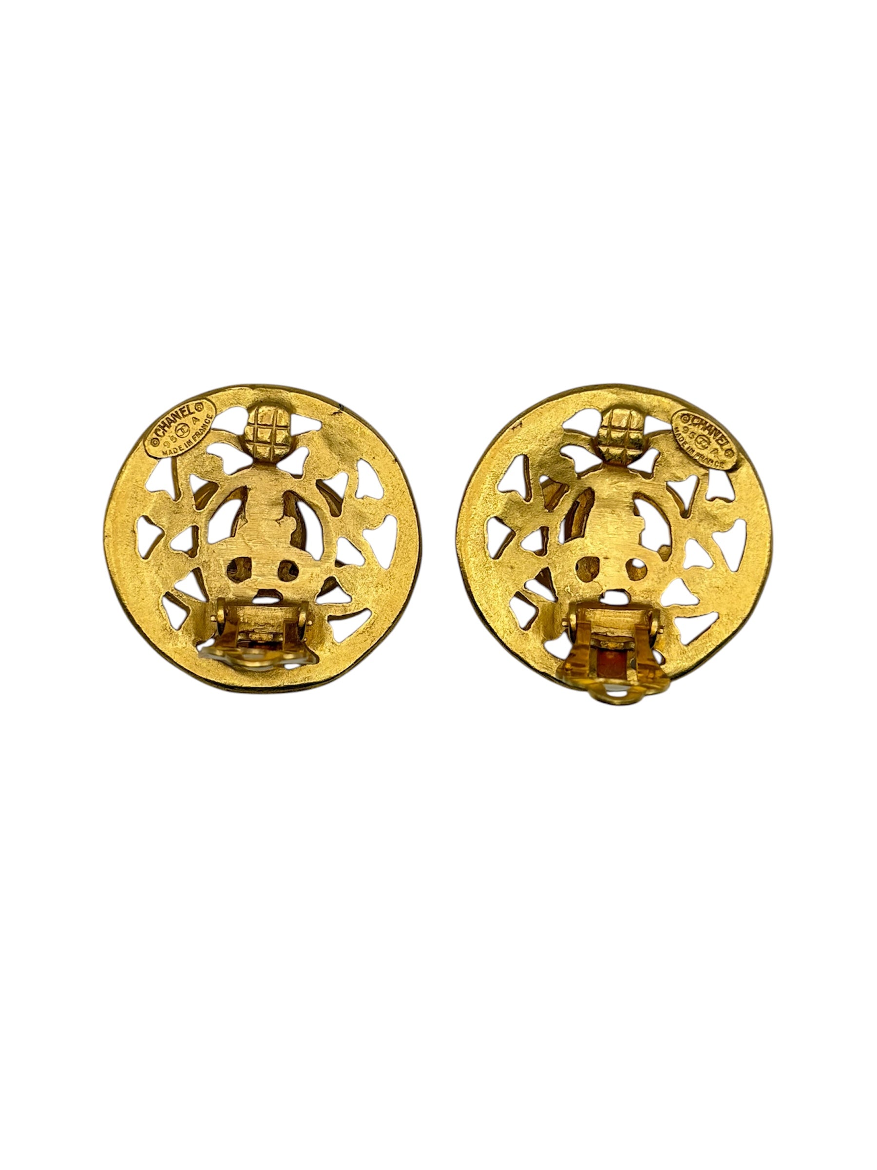 Vintage Chanel Logo  Earrings