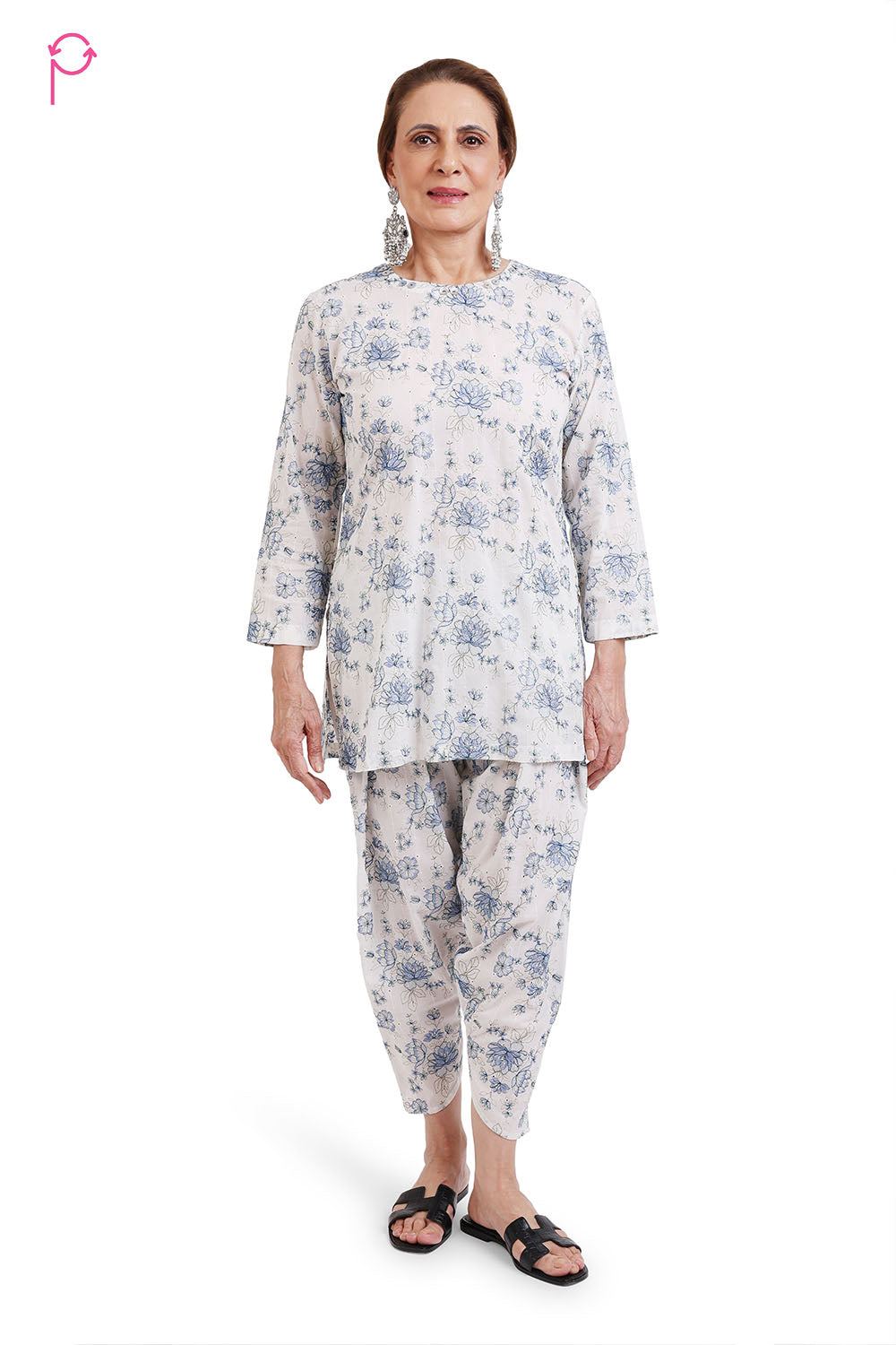 Blue Embroidered Co-ord Set