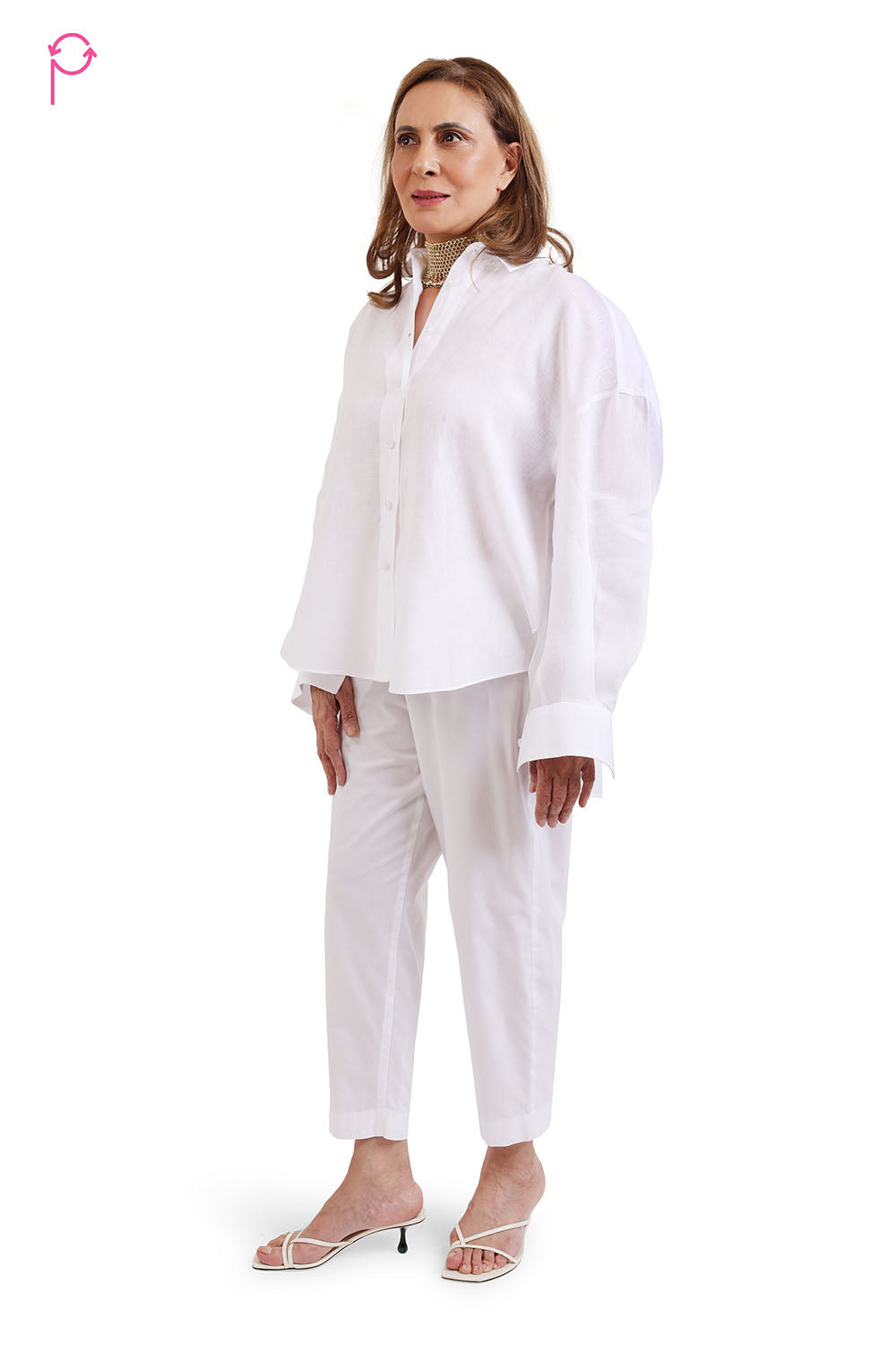 White Linen Shirt and Cotton Pant Set