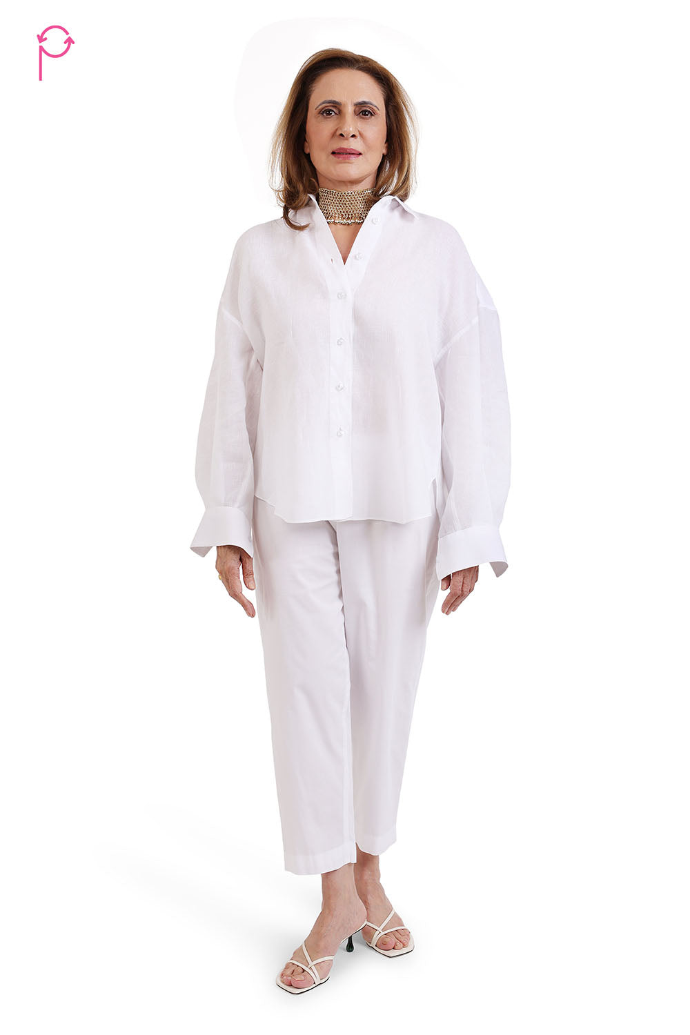 White Linen Shirt and Cotton Pant Set