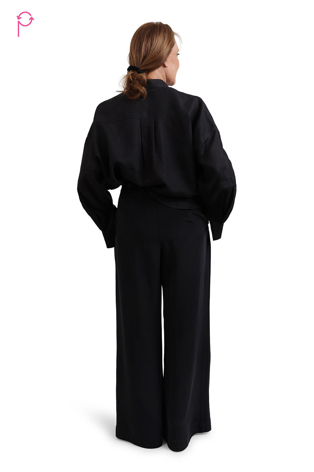 Black Linen Shirt with Crepe Pants