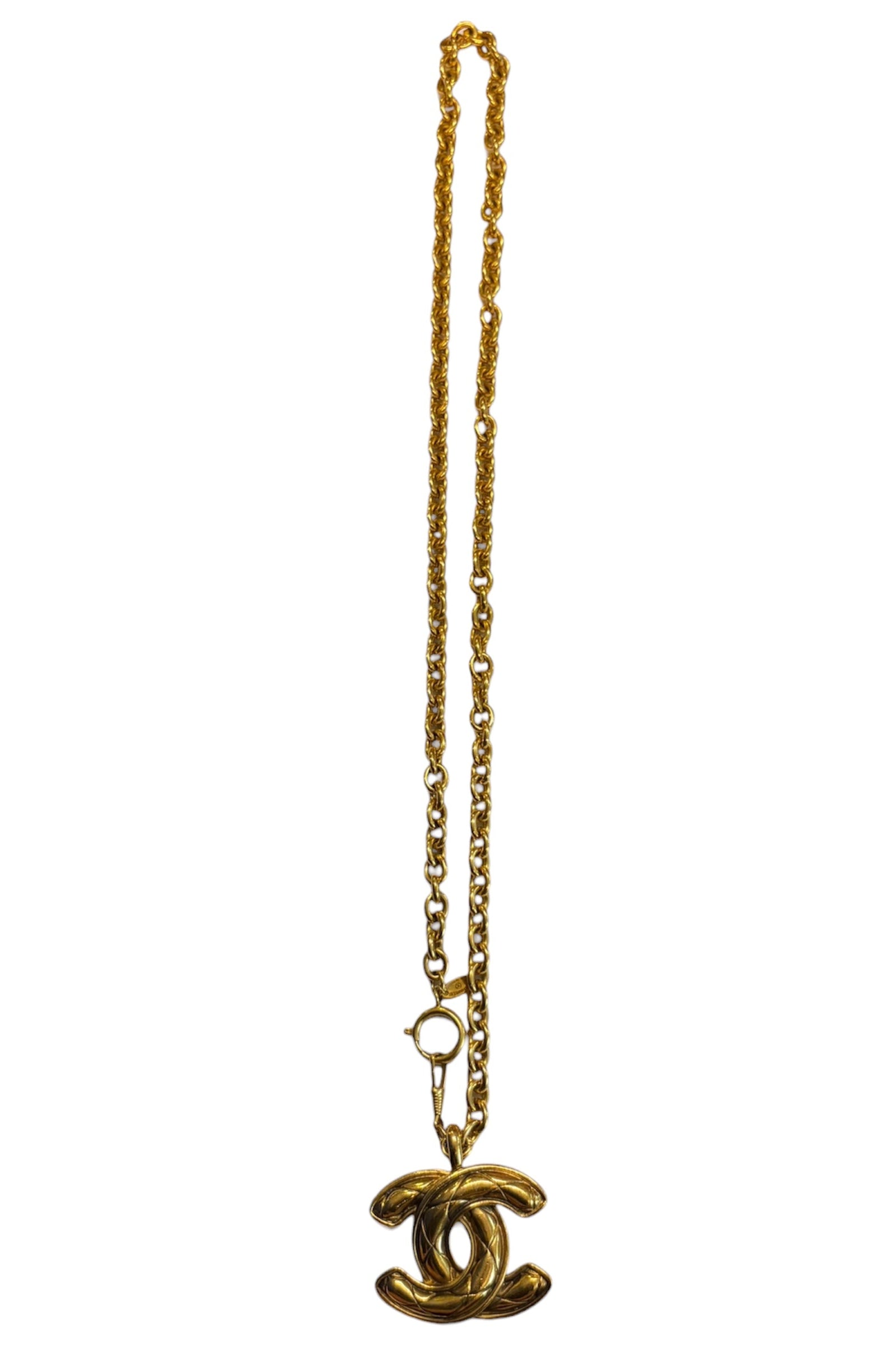 VINTAGE CHANEL QUILTED CC COCO PENDANT NECKLACE