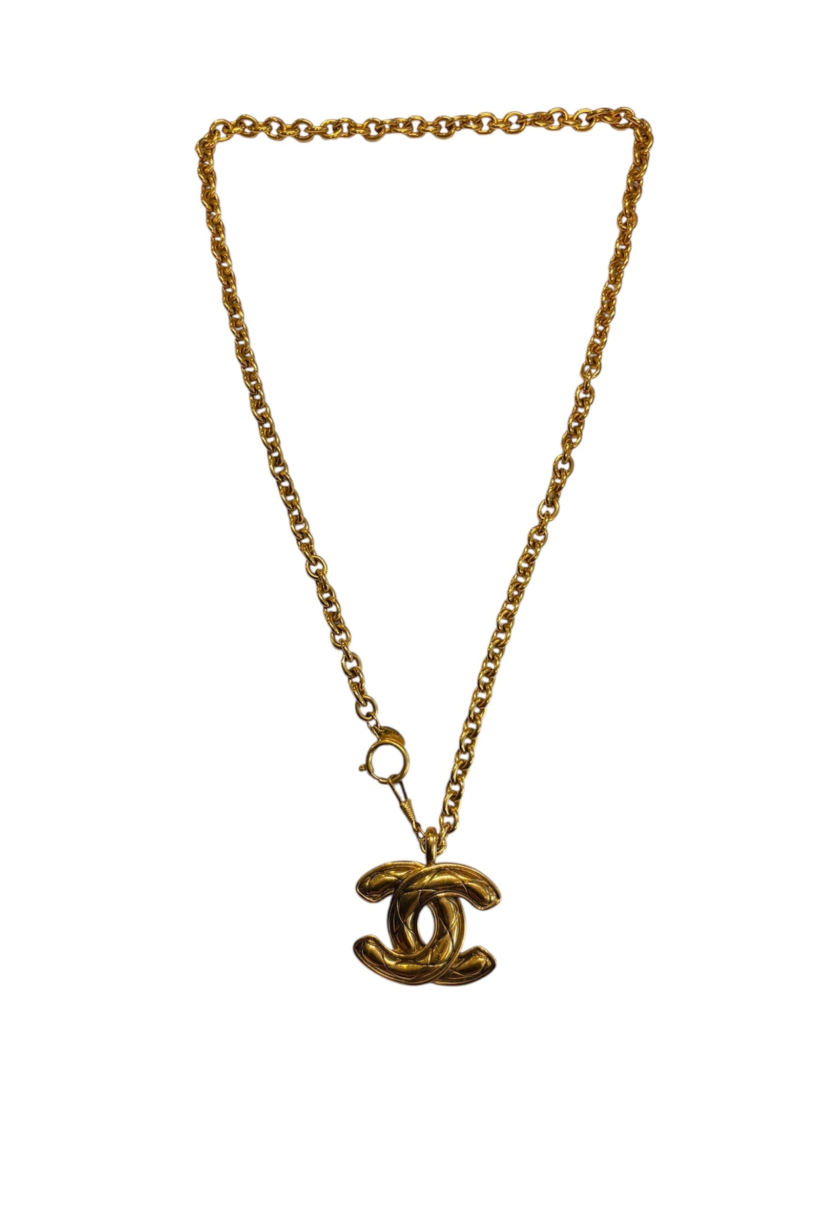 VINTAGE CHANEL QUILTED CC COCO PENDANT NECKLACE